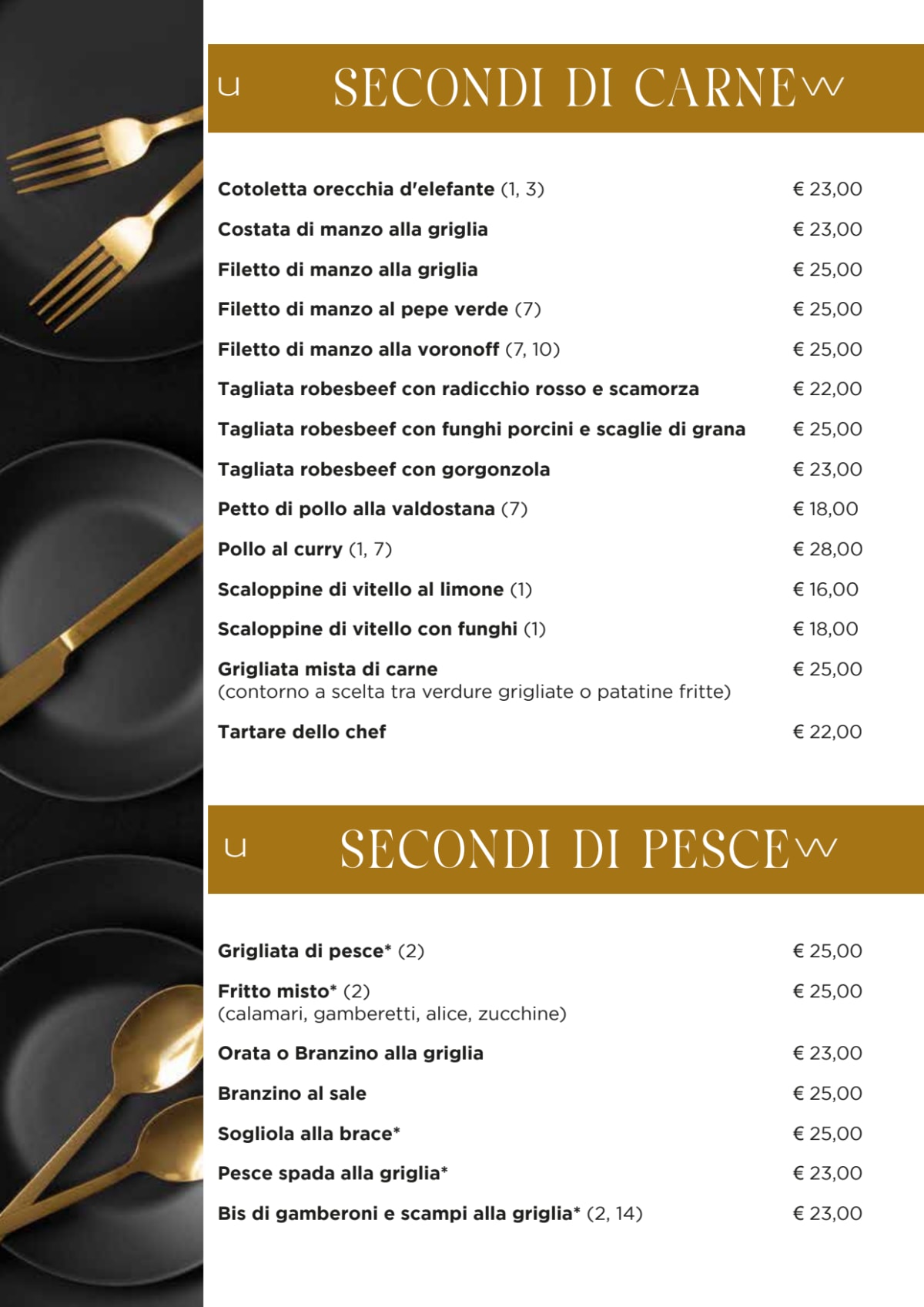 Al Galileo menu