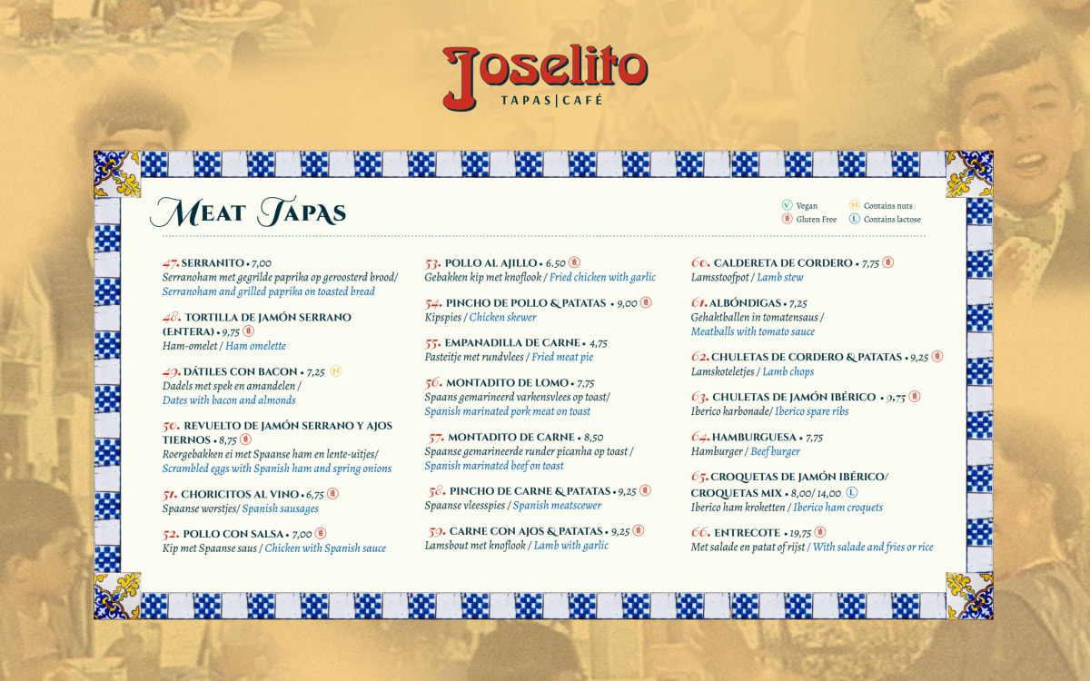 Joselito menu