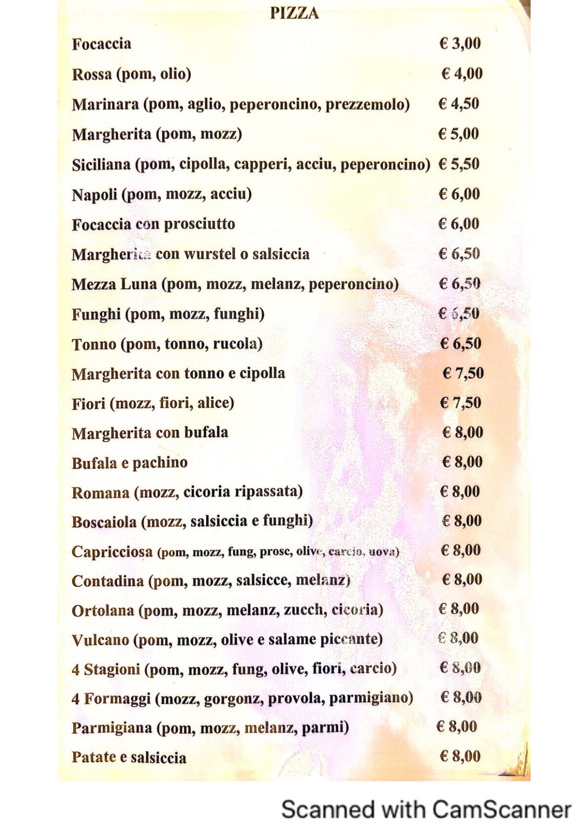 L'Altro Angolo menu