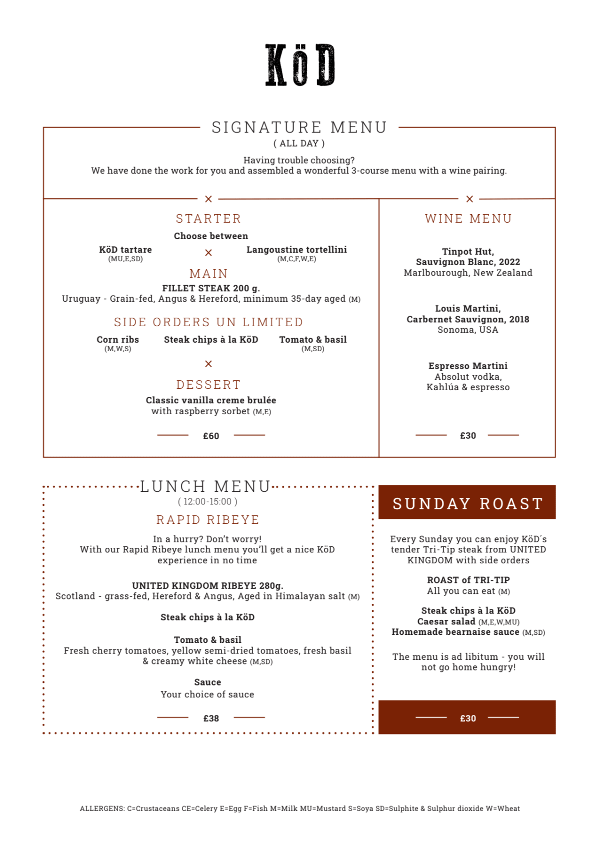 Menu 2024 KöD London in London TheFork