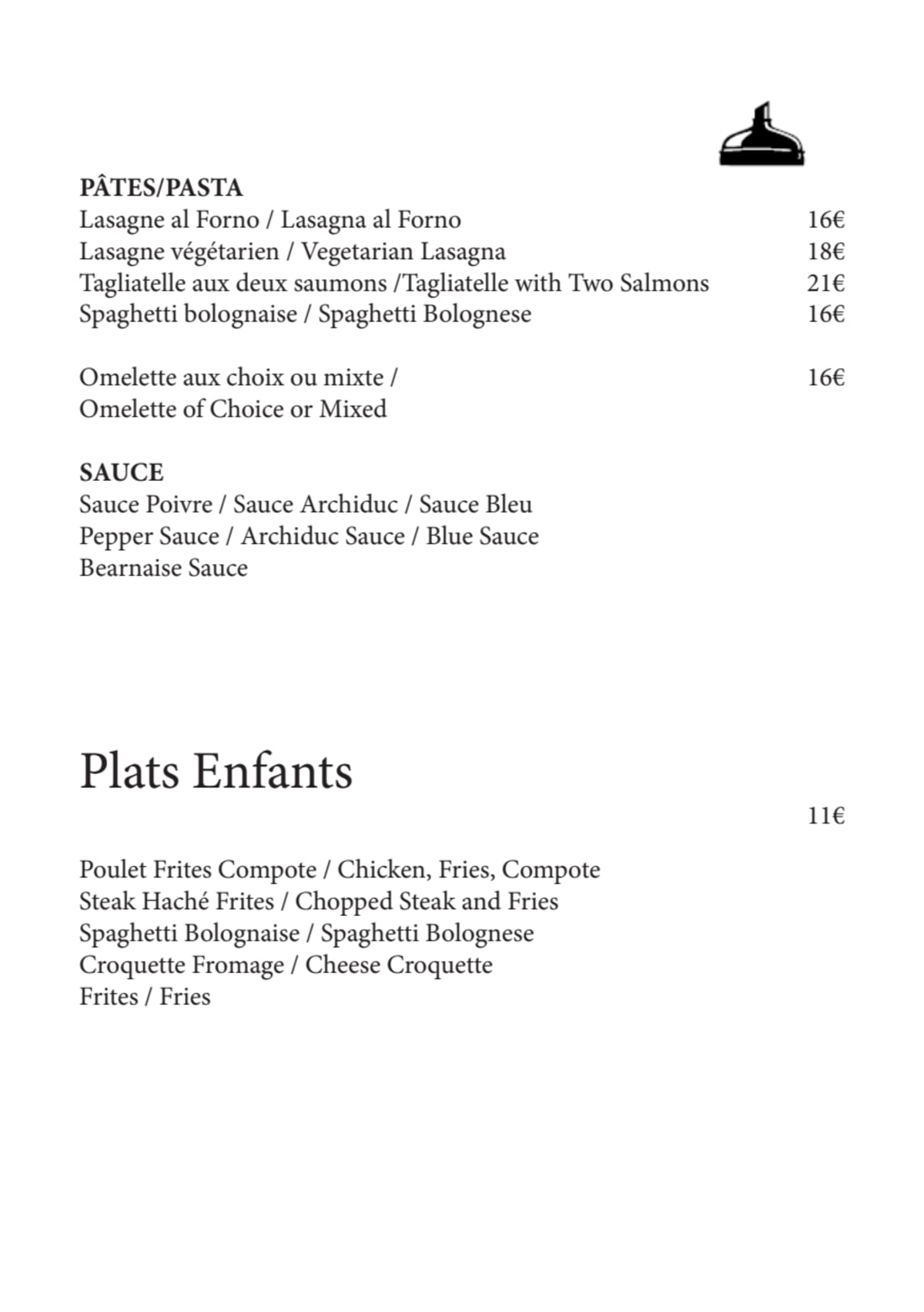 Brasserie le 1898 menu