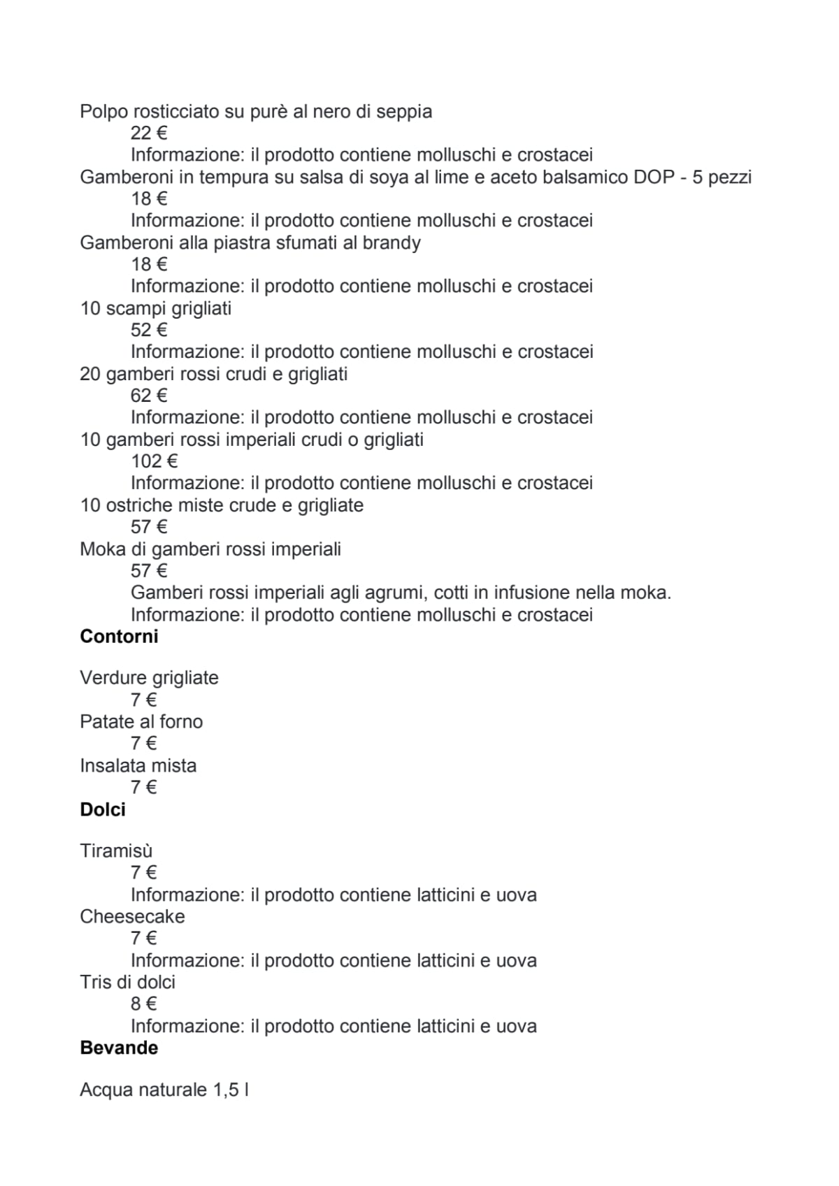 Menu 2024 - 50 Sfumature di Mare Bufalotta in La Cinquina - Bufalotta ...