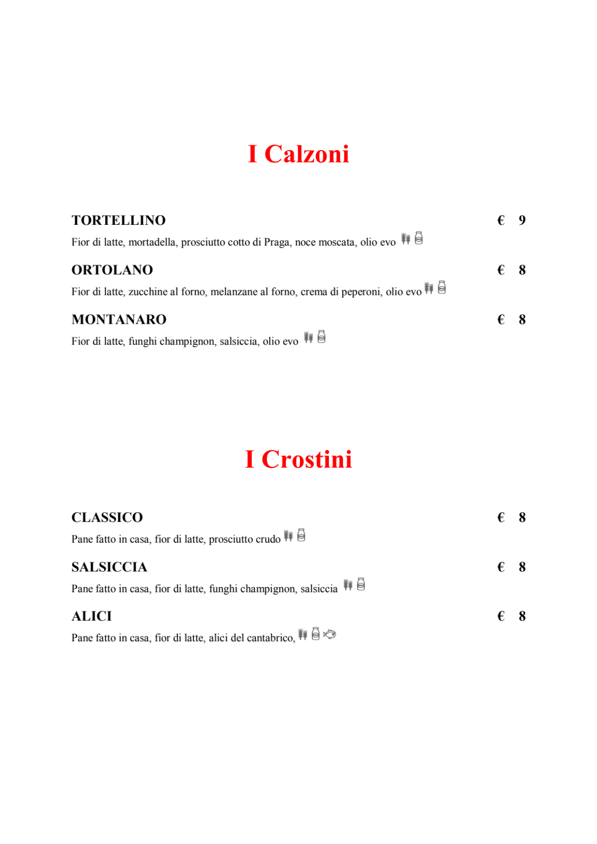 Leviosa Pizzeria Romana menu