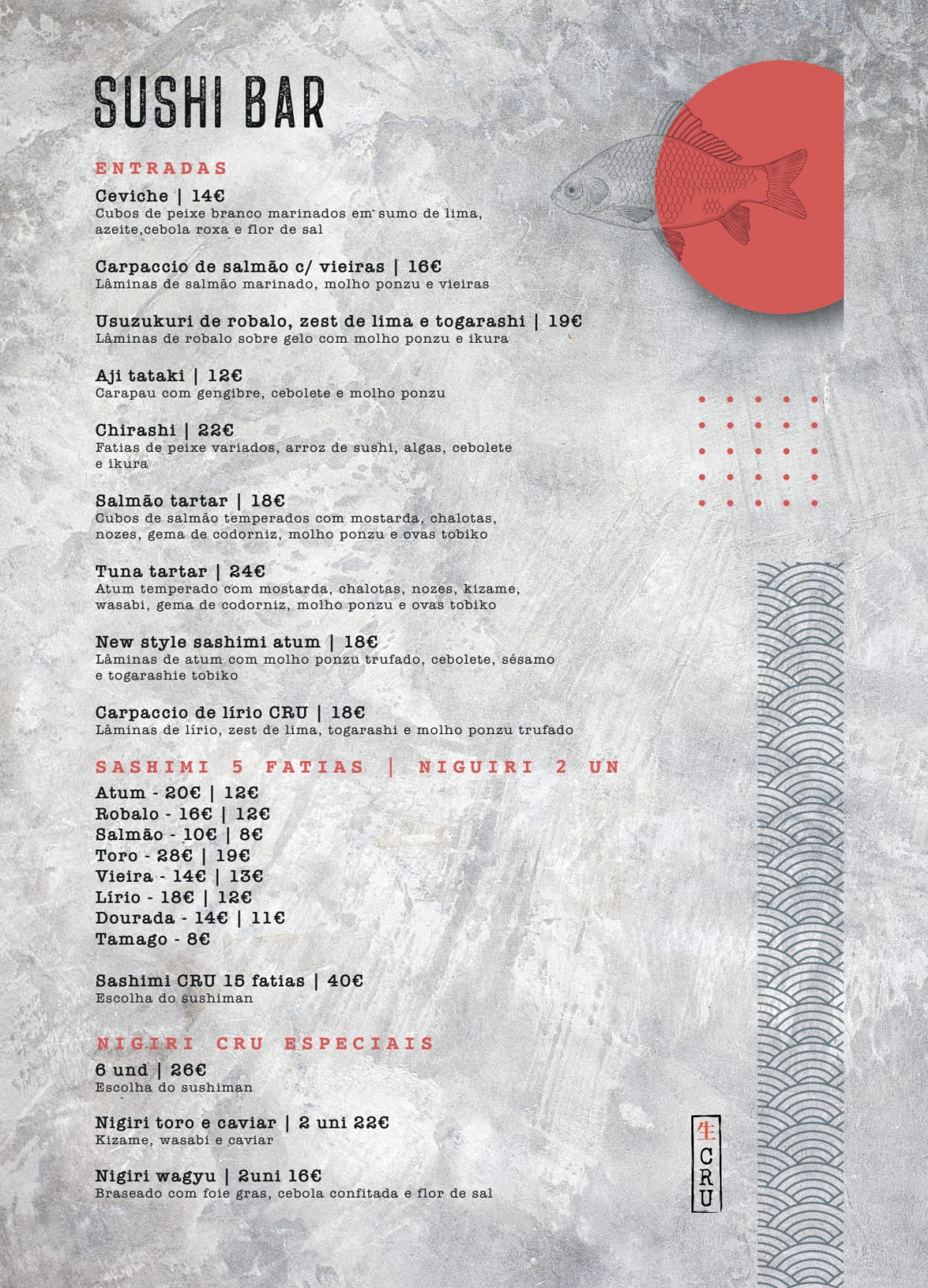 Cru Lisboa menu