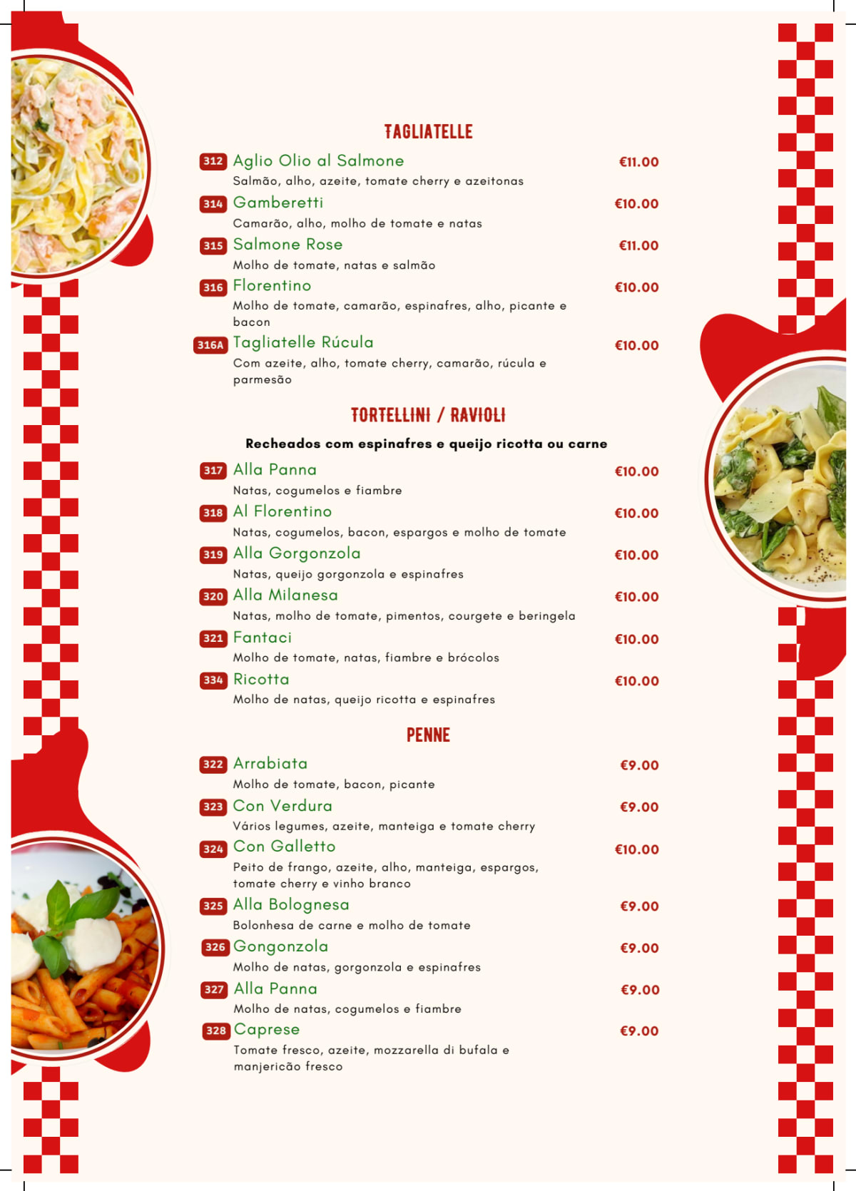 Florentino menu