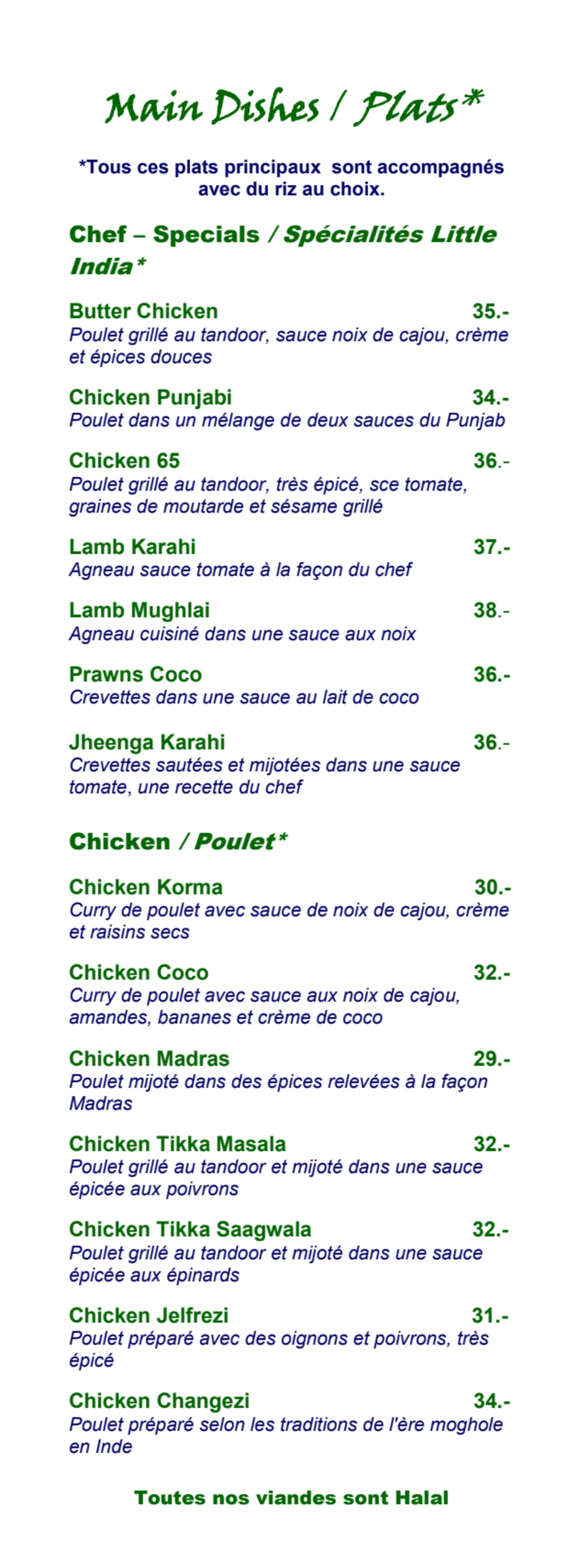 Little India menu