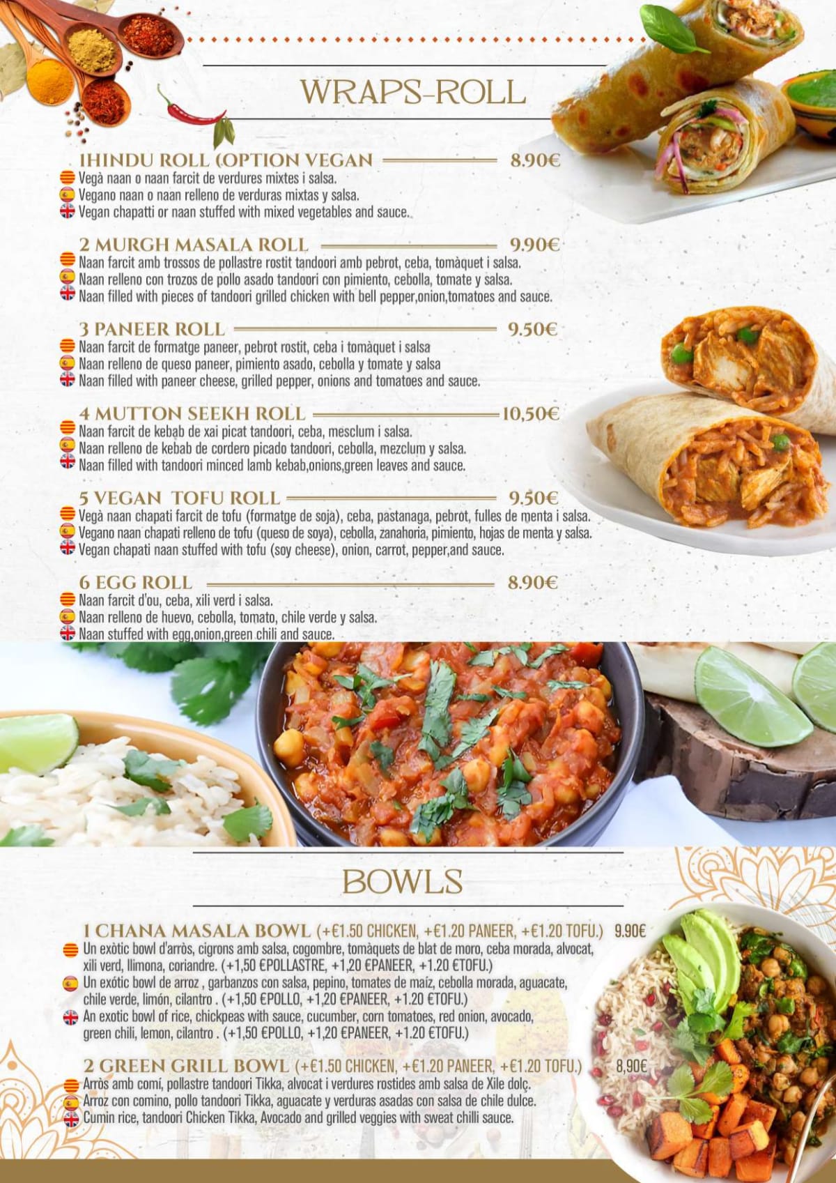 Daal-Roti menu