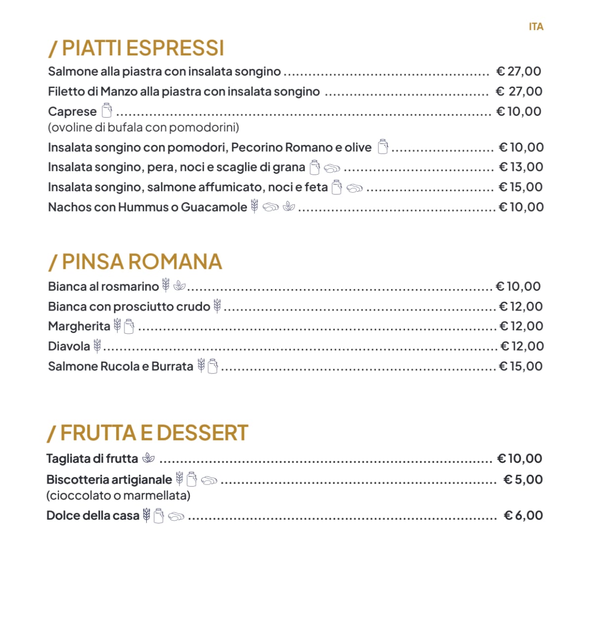 Rooftop Spritzeria Barberini menu