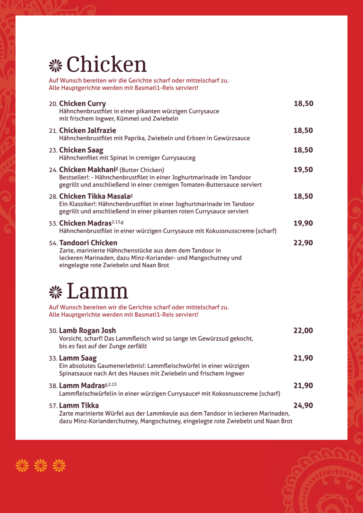 Menu 2024 - Ashirwad Indian Tandoori Restaurant in Hamburg | TheFork