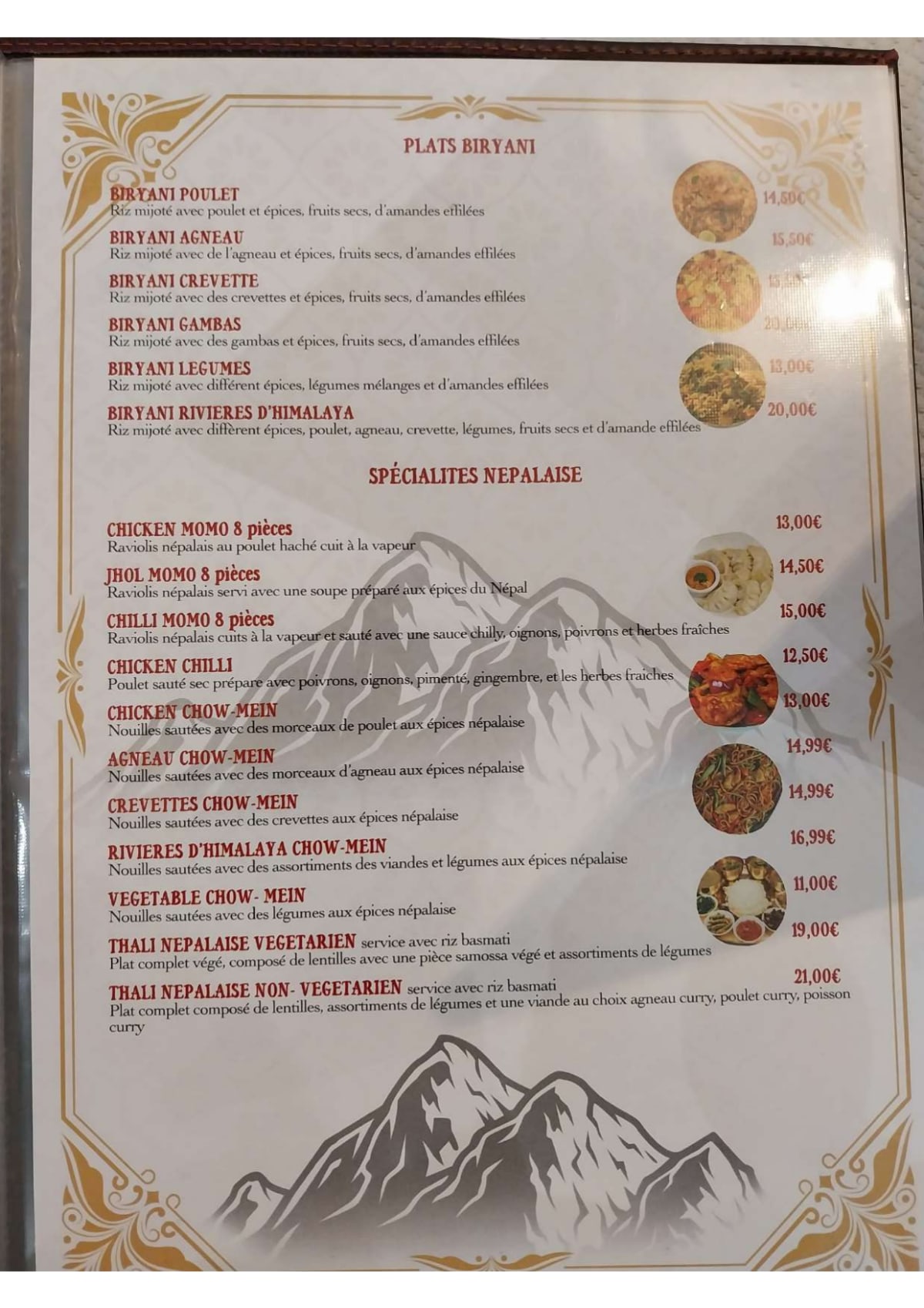 Rivières d'Himalaya menu