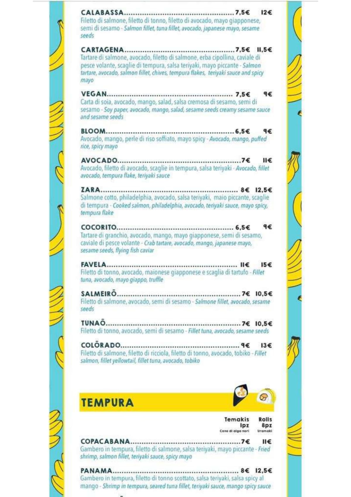 Amazonia Piazza Bologna menu