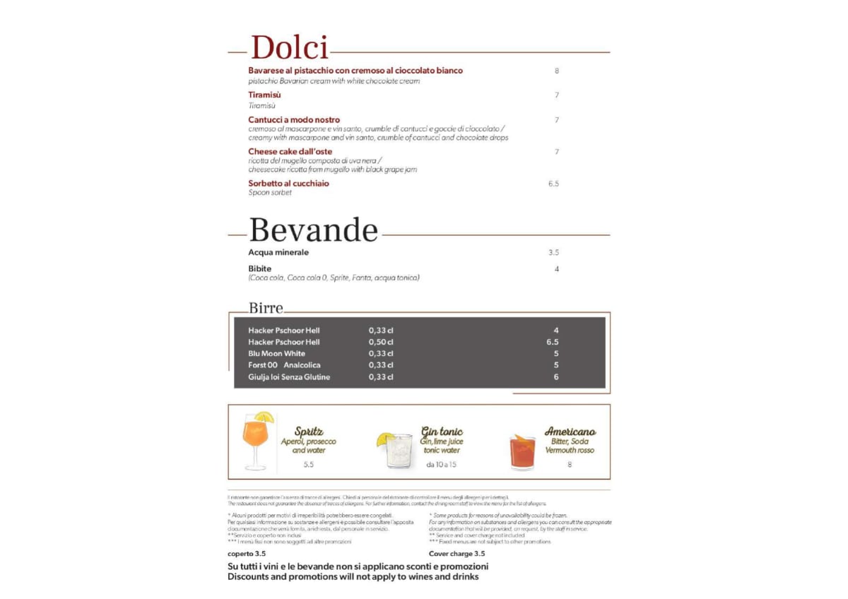 Carte et Menus 2024 Trattoria Dall'Oste Jesolo à Lido di Jesolo