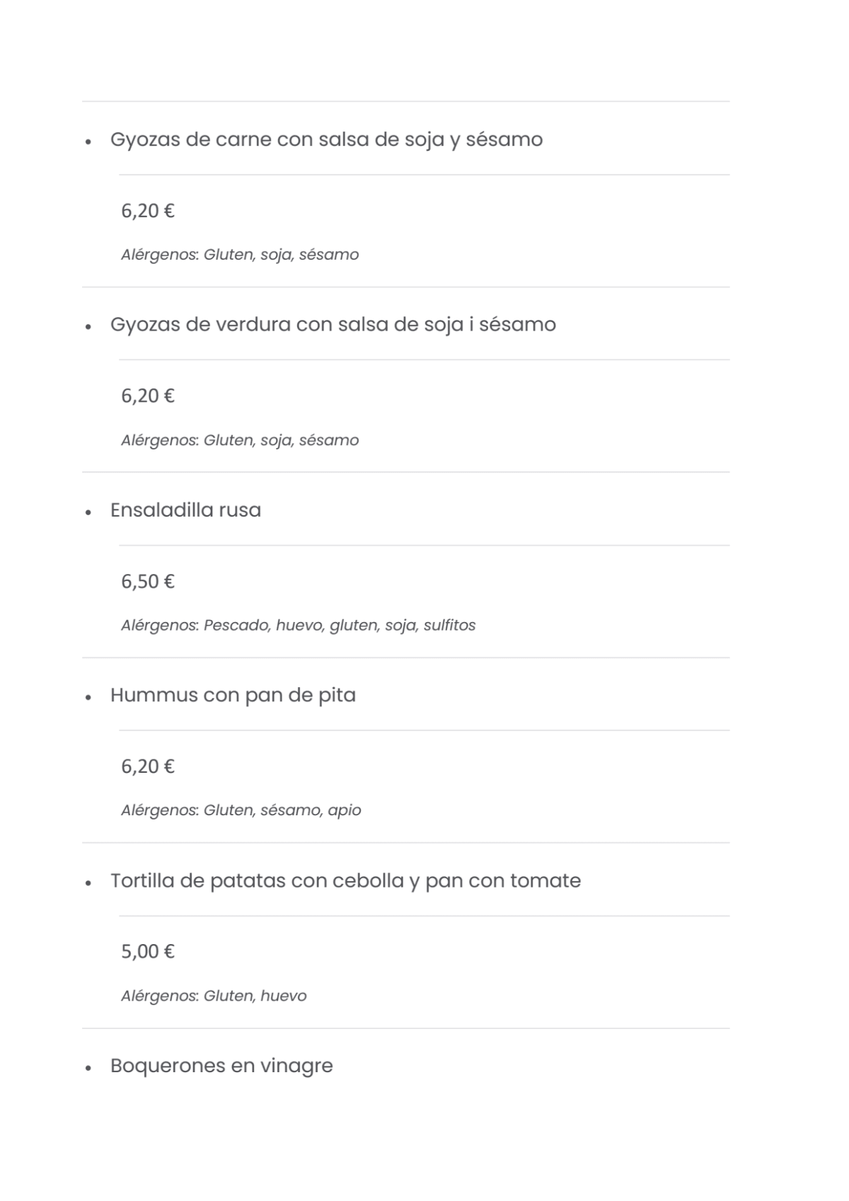 4 Latas Diagonal menu