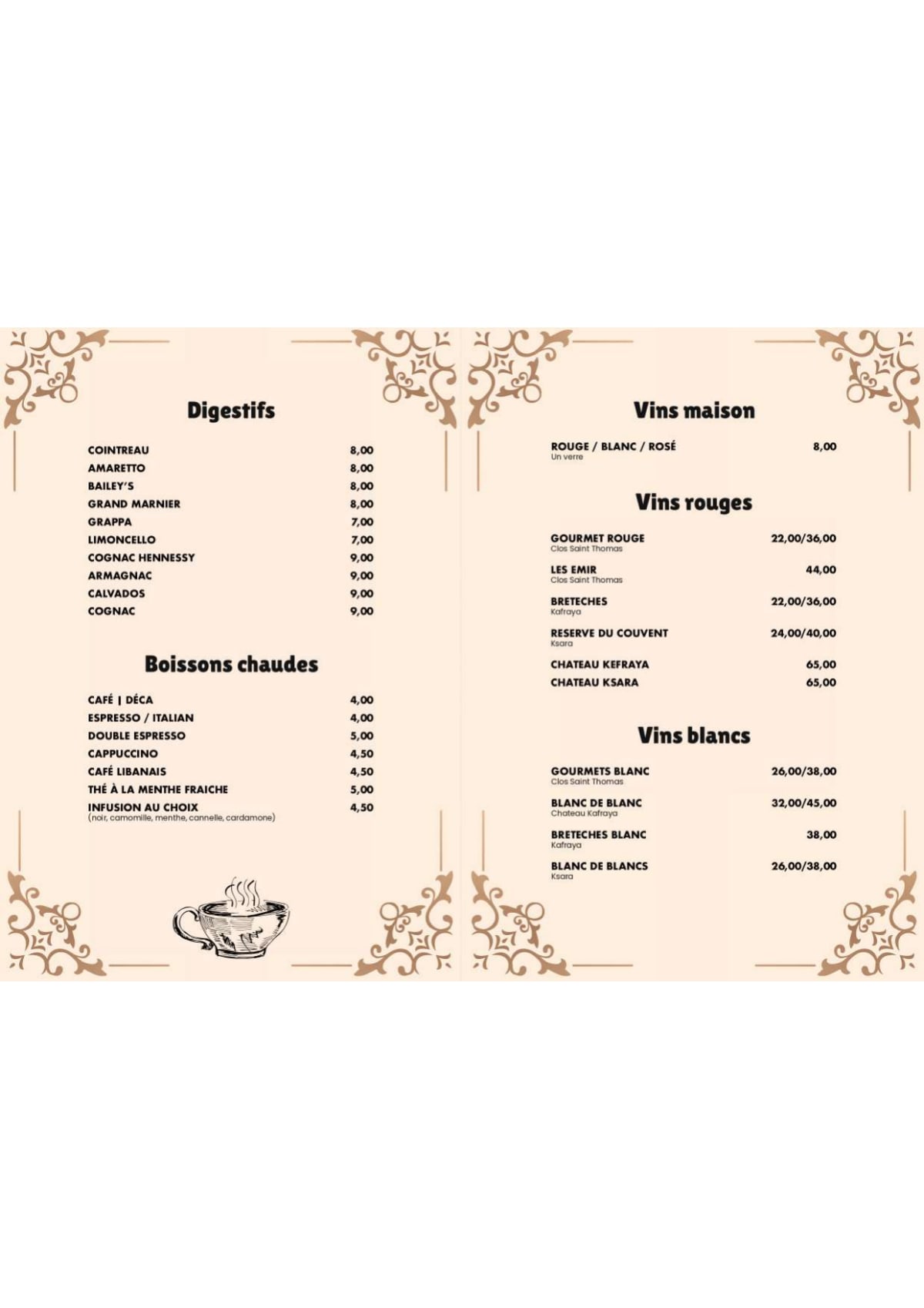 Oud Restaurant Bruxelles menu