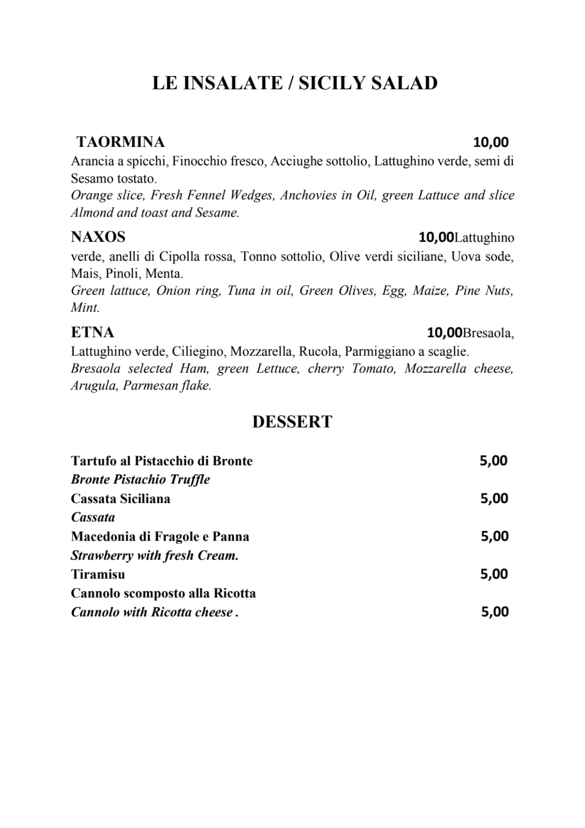 Menu 2024 Arcadia in Giardini Naxos TheFork