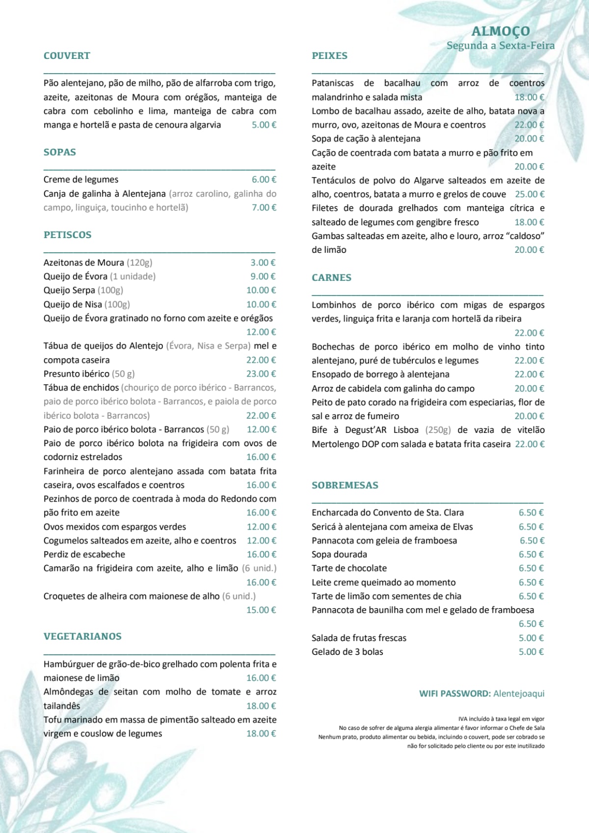 DegustAR Lisboa menu
