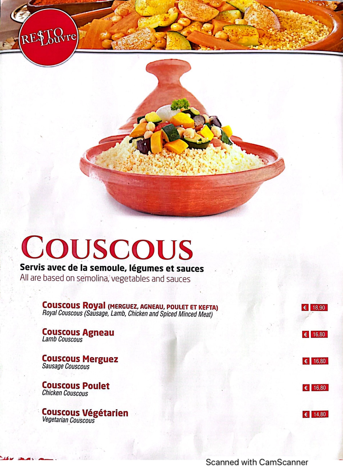 Resto - Louvre menu