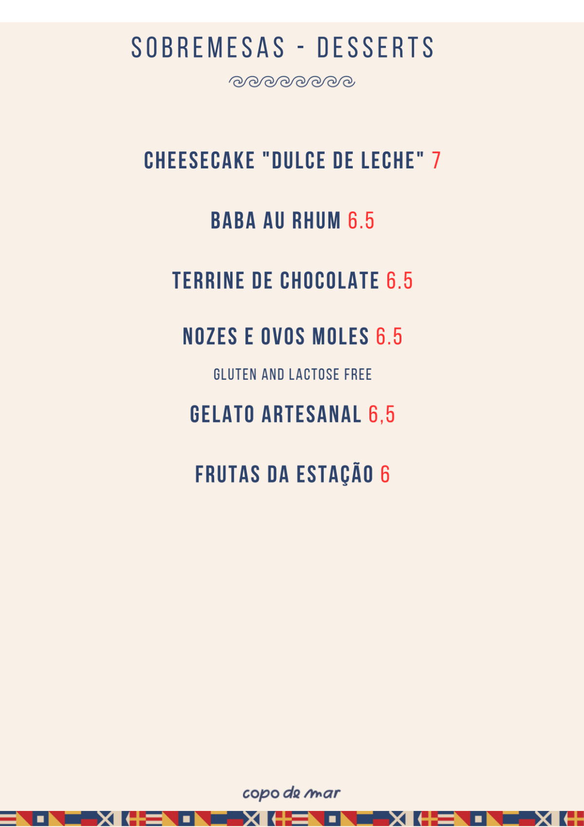 Copo de Mar menu