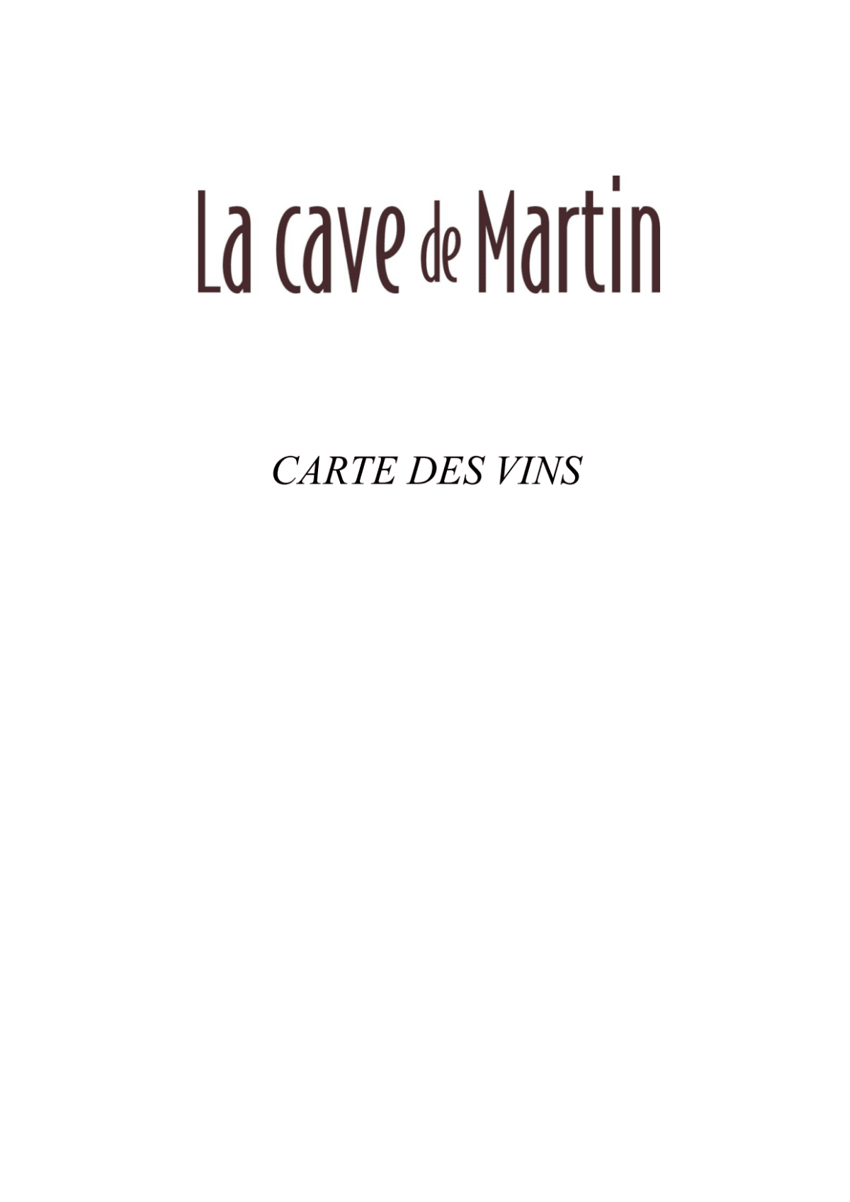 La Cave de Martin menu