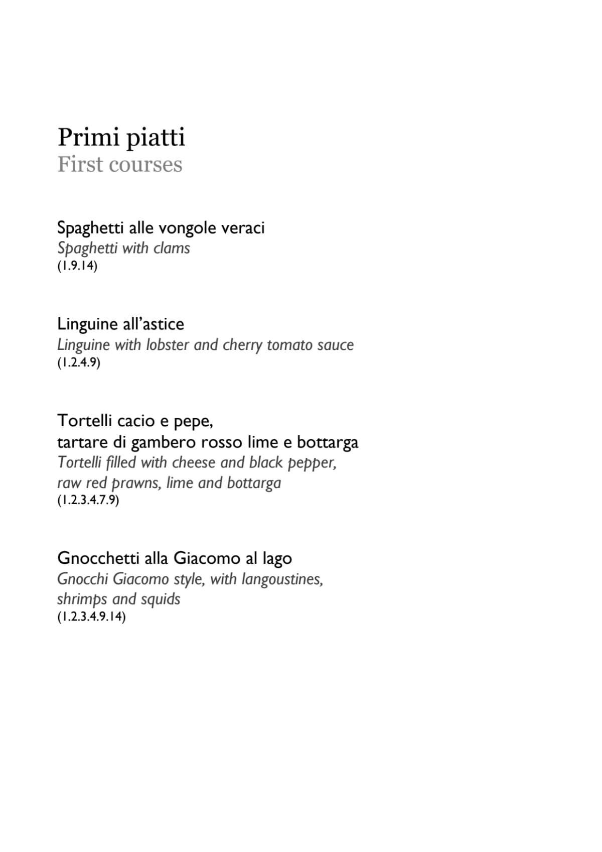 Carte et Menus 2024 Da al Lago à Tremezzo TheFork