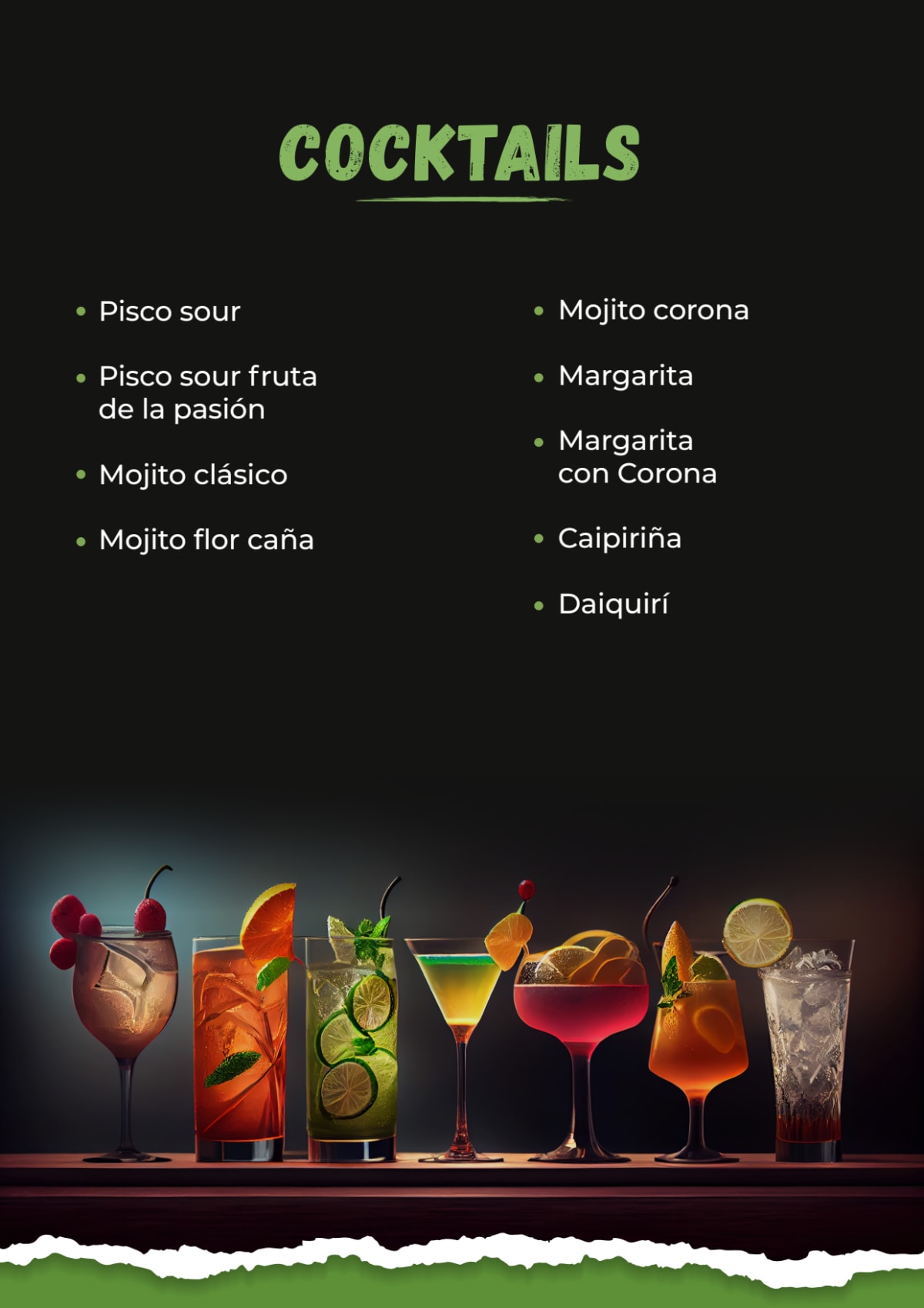 PISCO Y TAPA menu