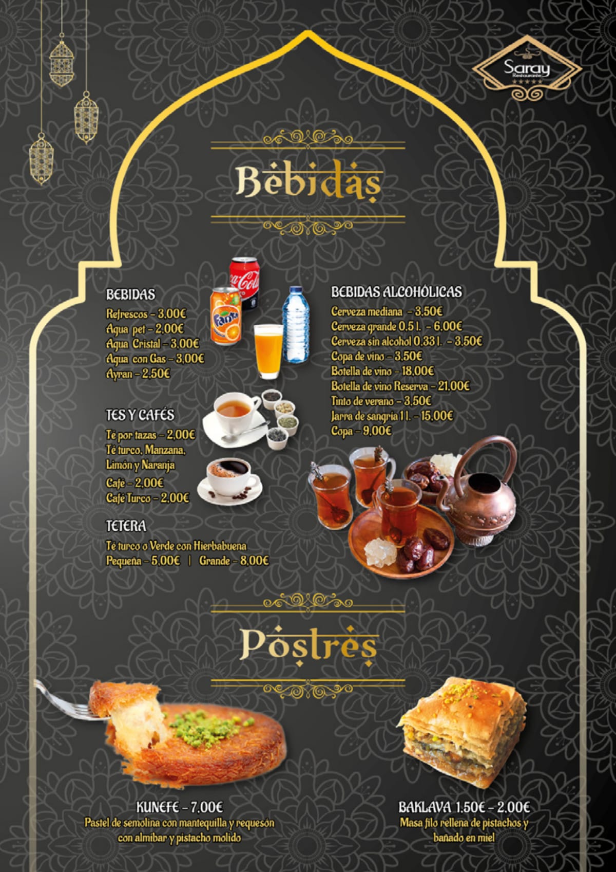 Saray menu