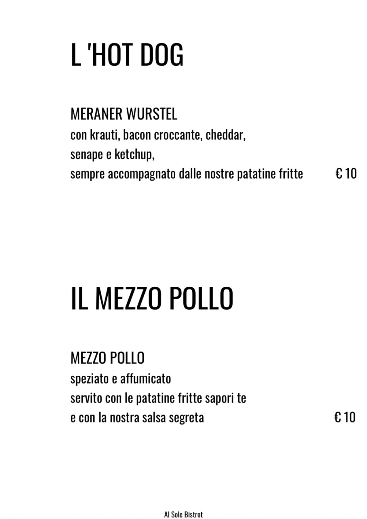 Menu 2024 Al Sole Bistrot em Verdello TheFork