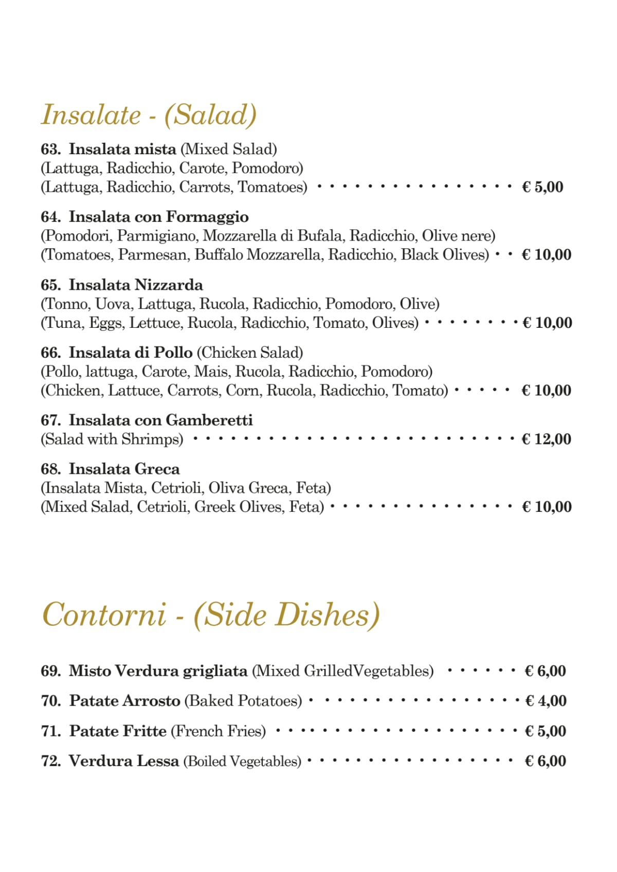 Sapori di Roma menu