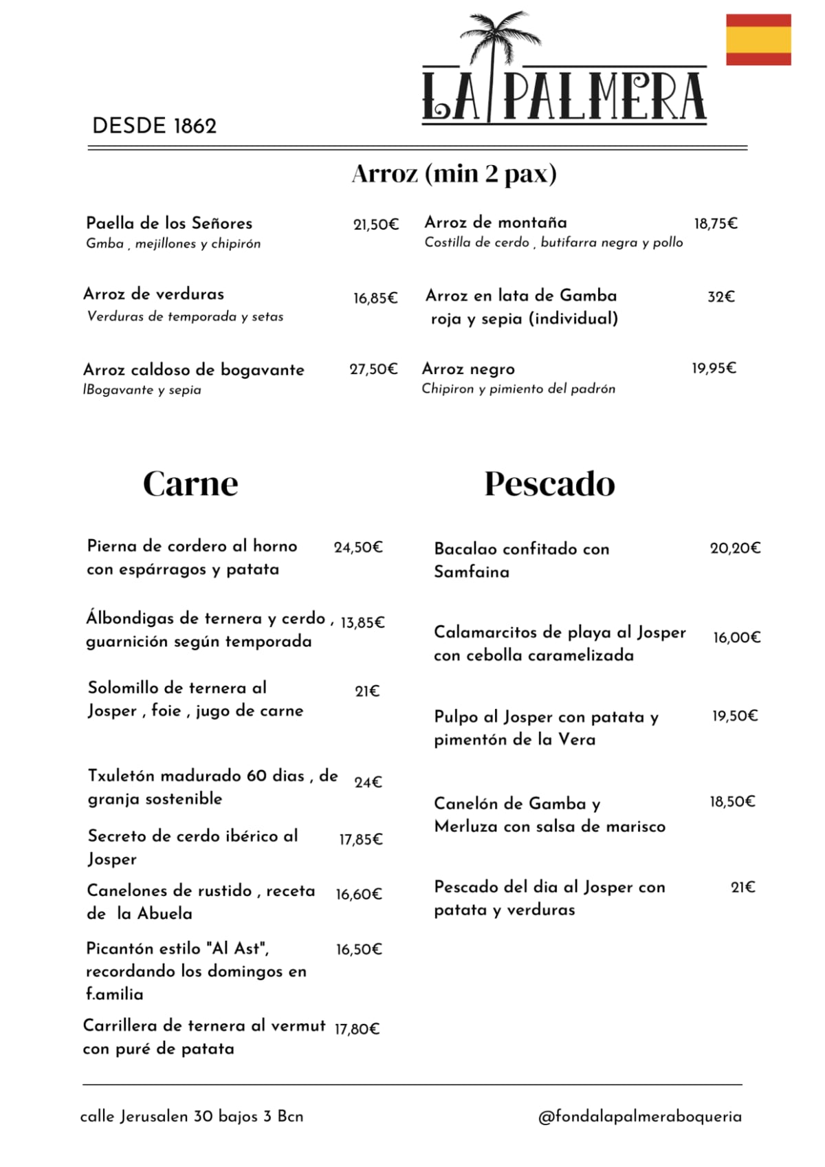 Fonda la Palmera menu