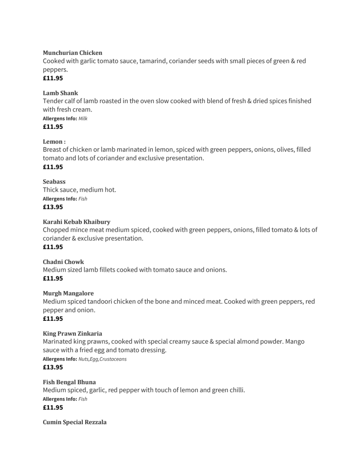 Menu 2024 Cumin Bar Restaurant in Broxbourne TheFork