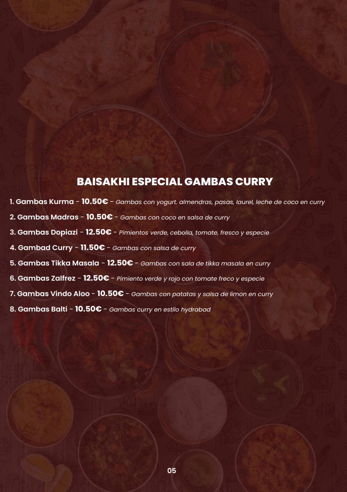 Baisakhi Indian Restaurant menu