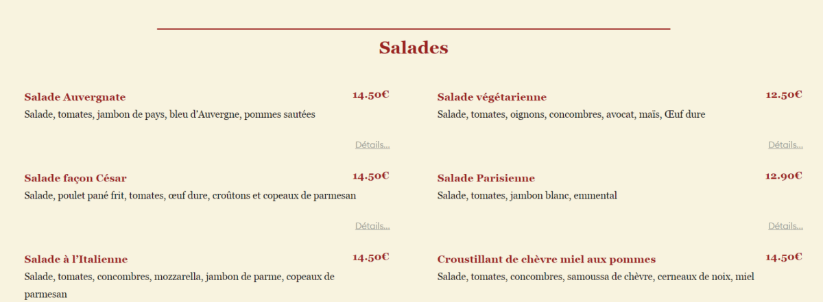 Le Pelleport Cafe menu