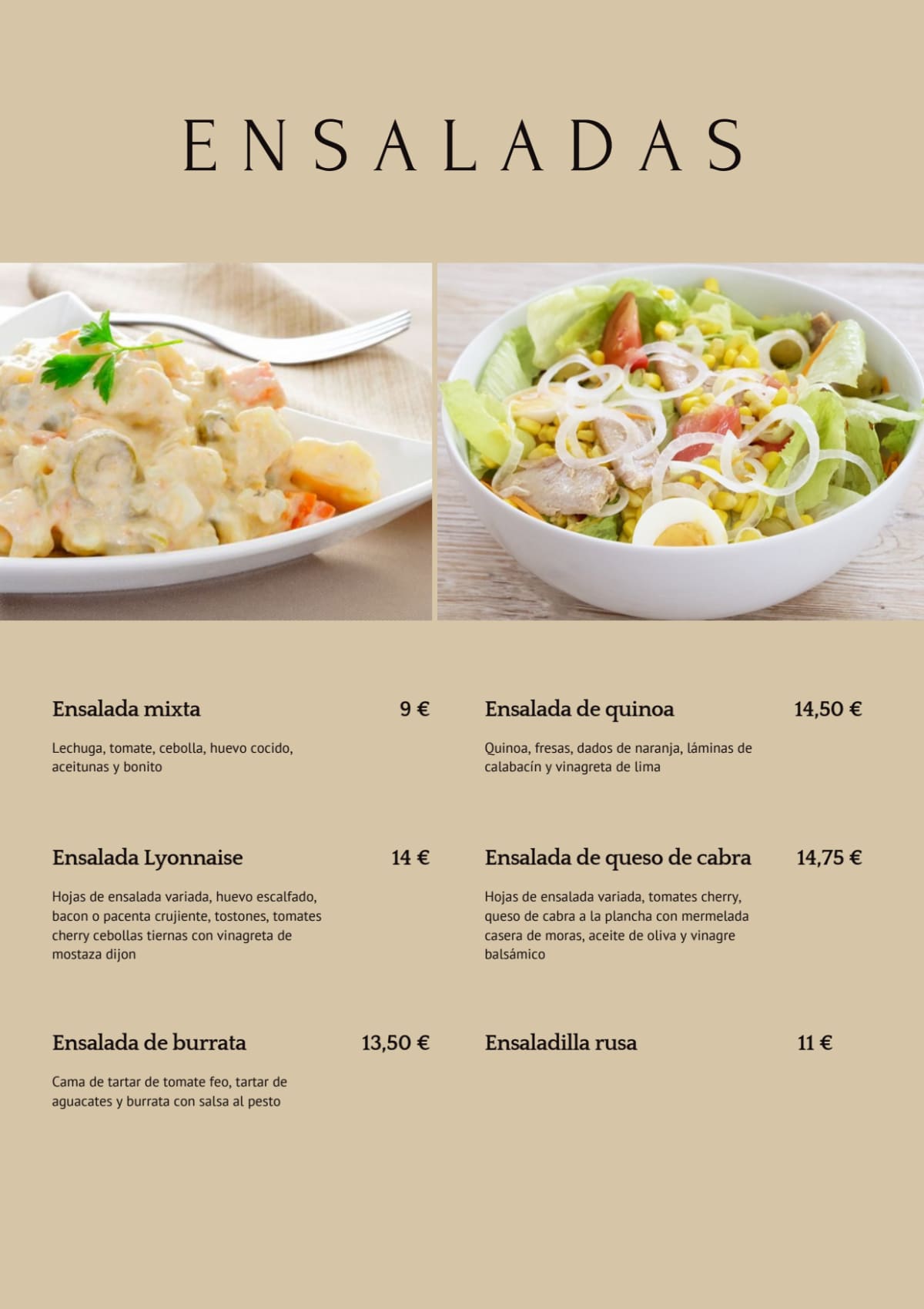 Restaurante Buraioni menu