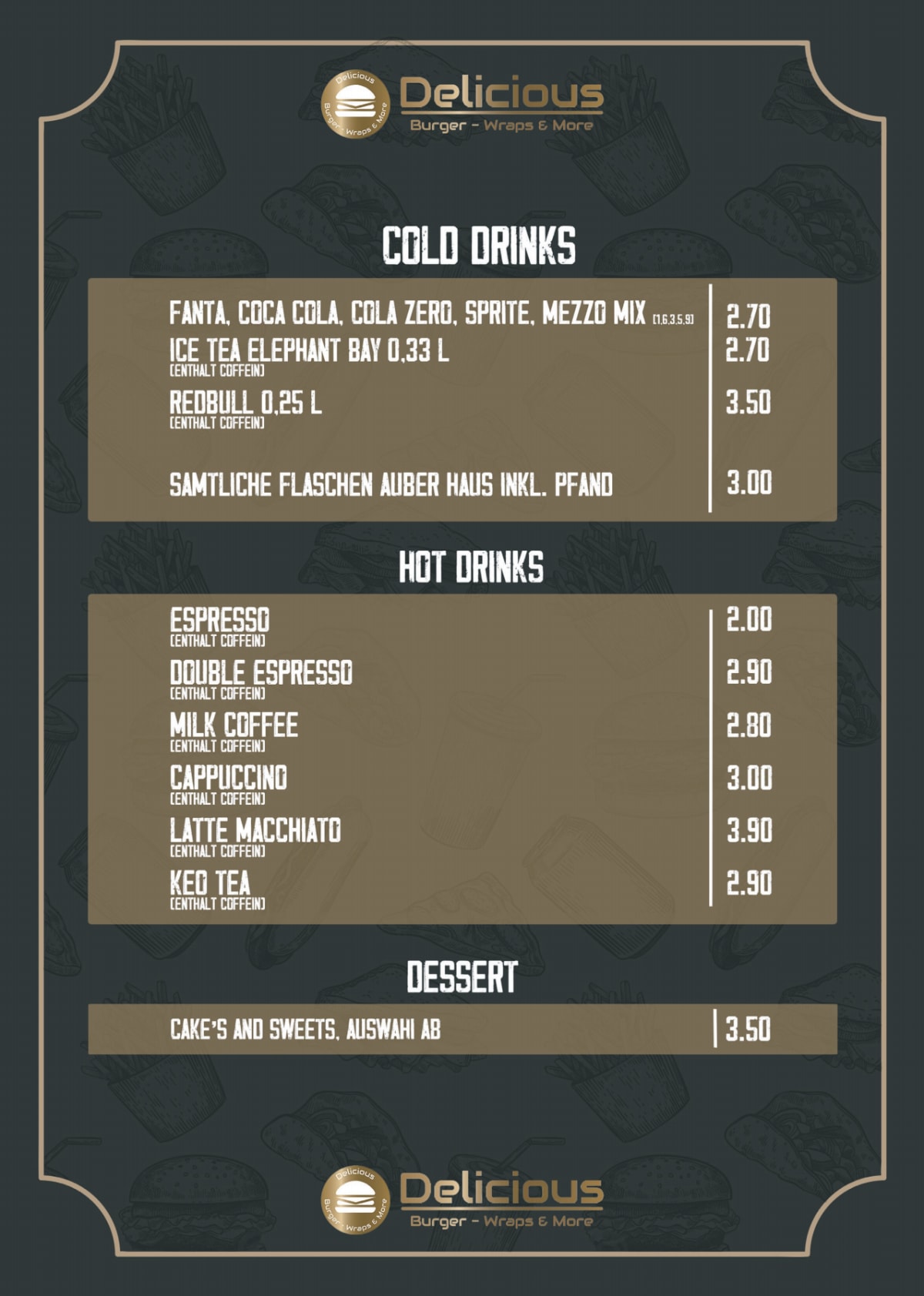 Carta y menù 2024 Actualizados Delicious Burger, Wraps & more en Düsseldorf TheFork