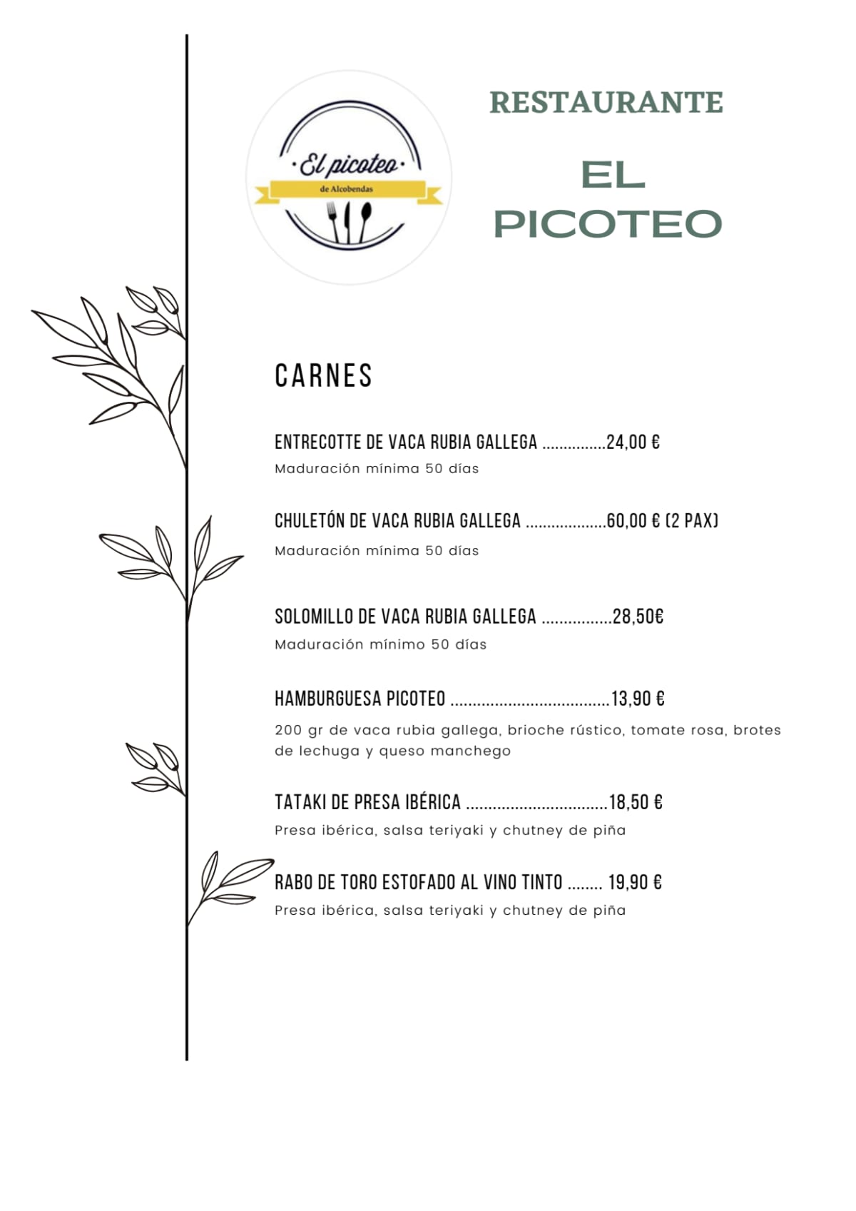 El Picoteo de Alcobendas menu