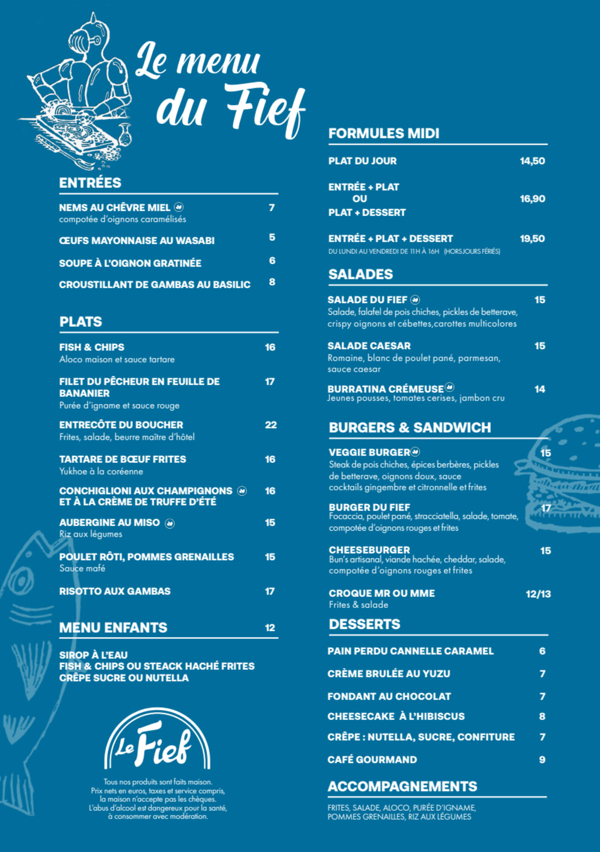 Le Fief menu