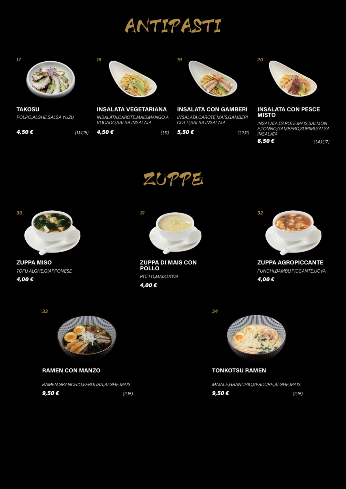 SAI Sushi Restaurant menu