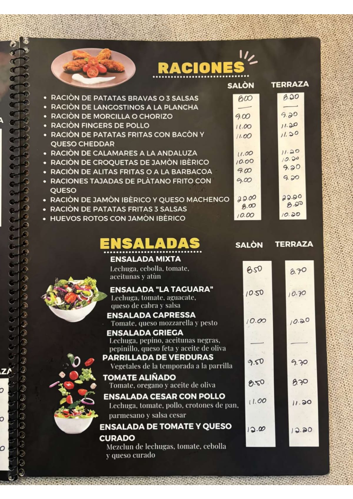 La Taguara menu