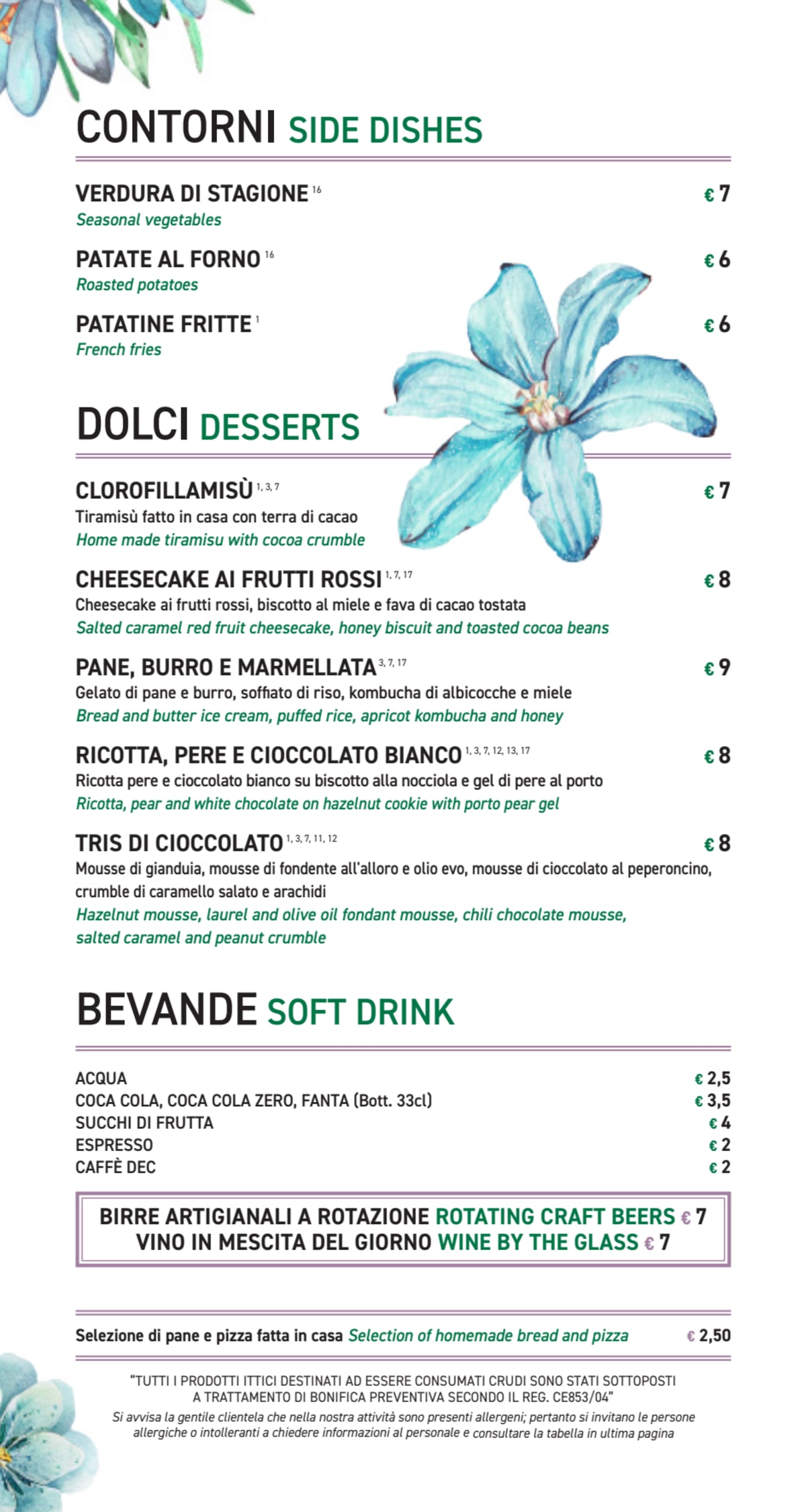 Clorofilla Cucina & Distillati menu