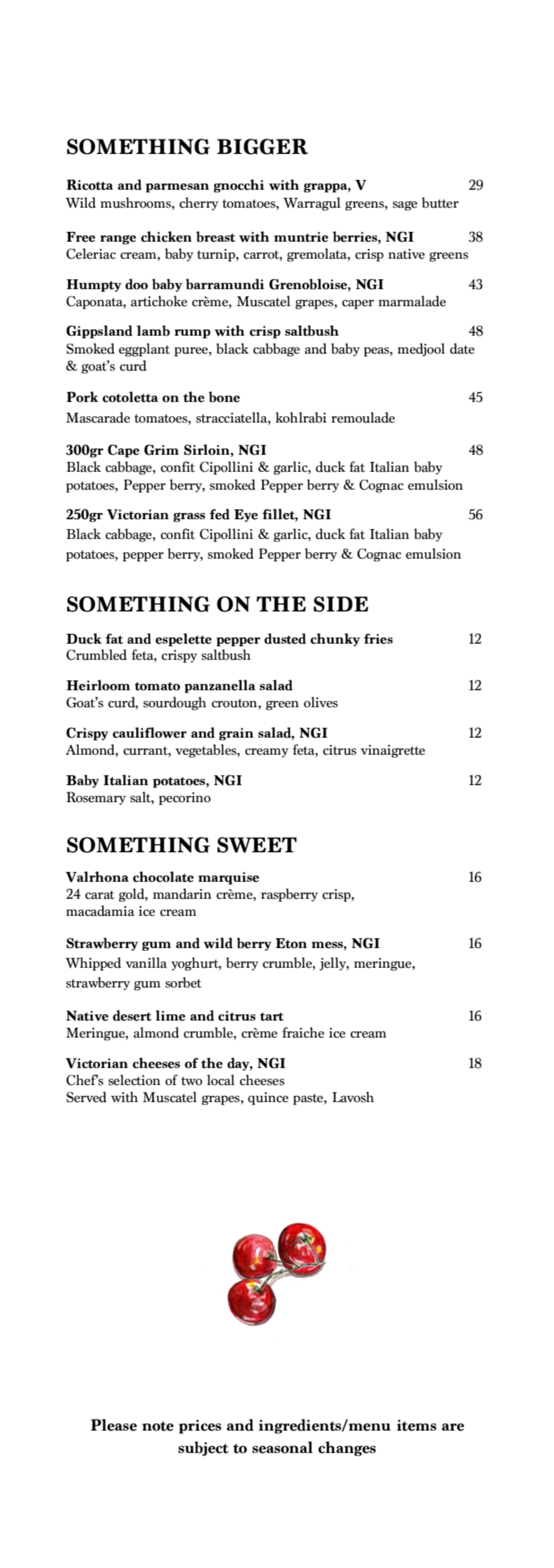 Menù completo e carta 2024 The Cliveden Bar & Dining a East Melbourne