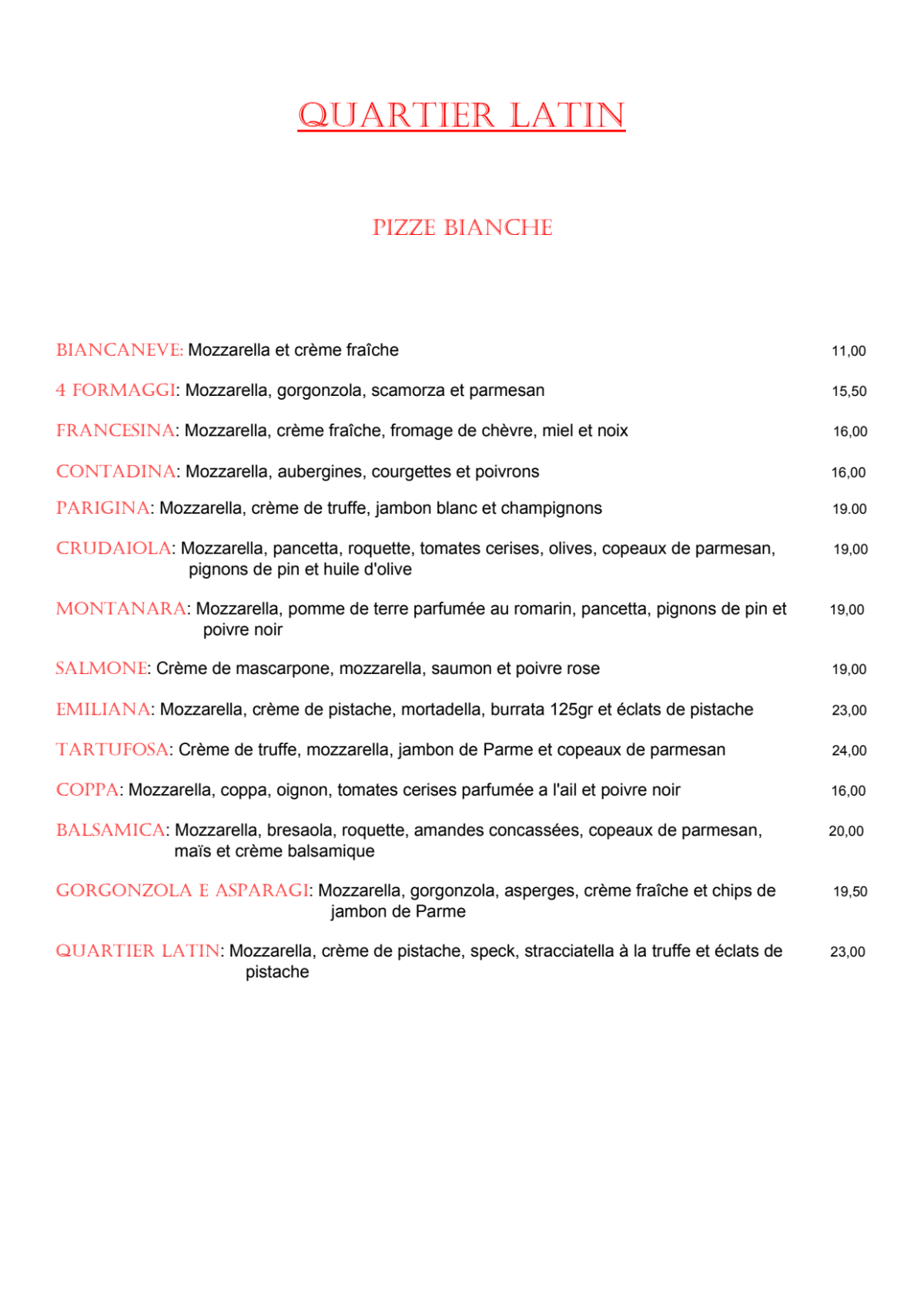 Bon Resto Quartier Latin _ Pub Quartier Latin Menu – BEDN
