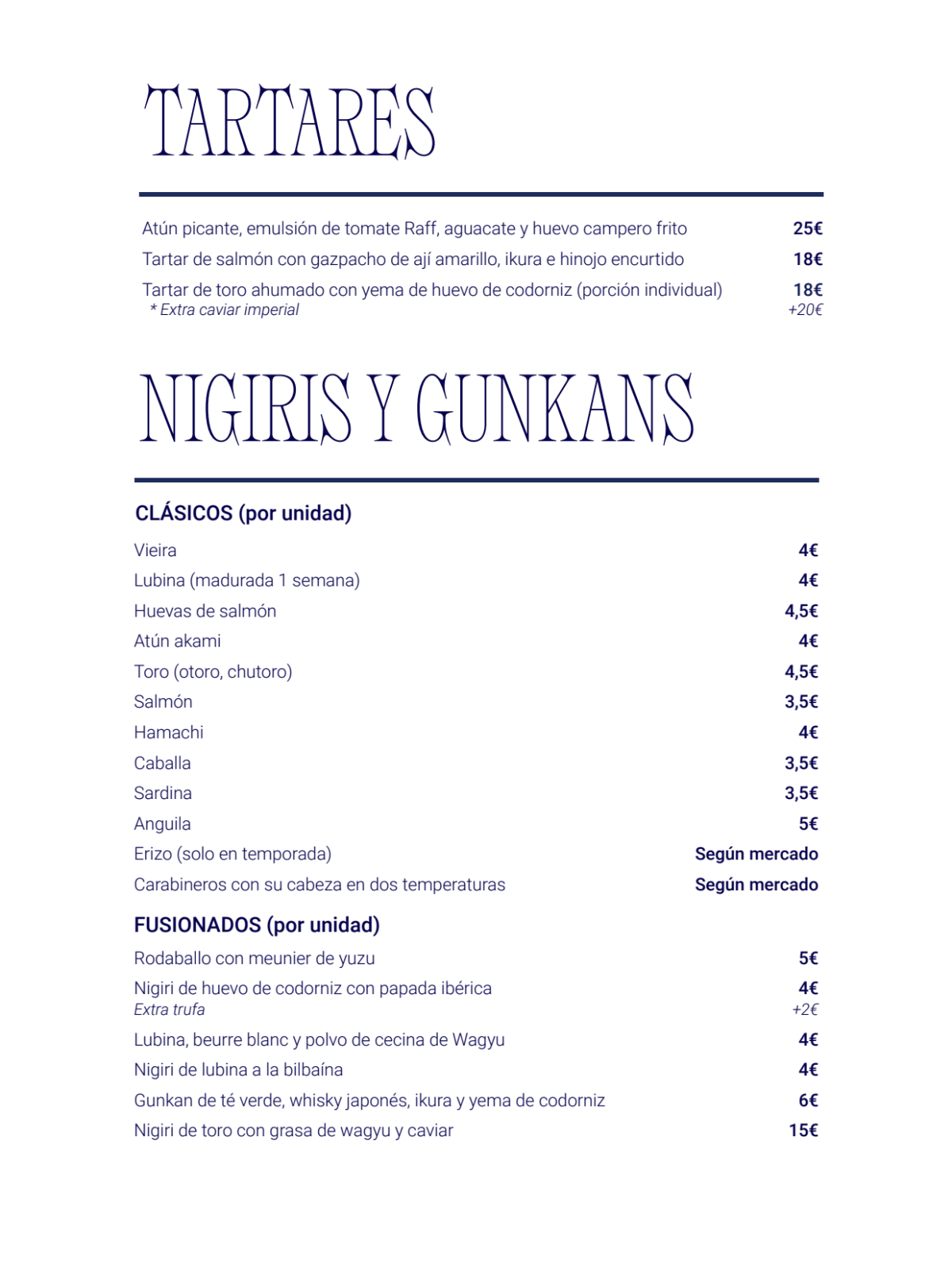 Ikigai Velazquez menu