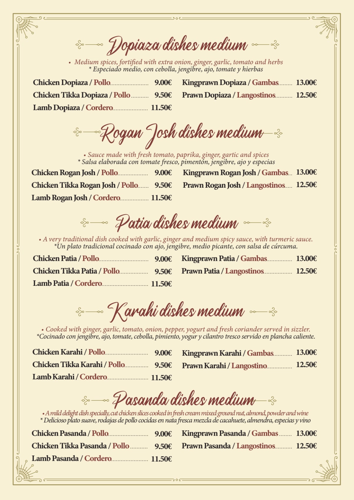 Speisekarte 2024 Kitchen King Mil Palmeras in Barrio La Almazarra