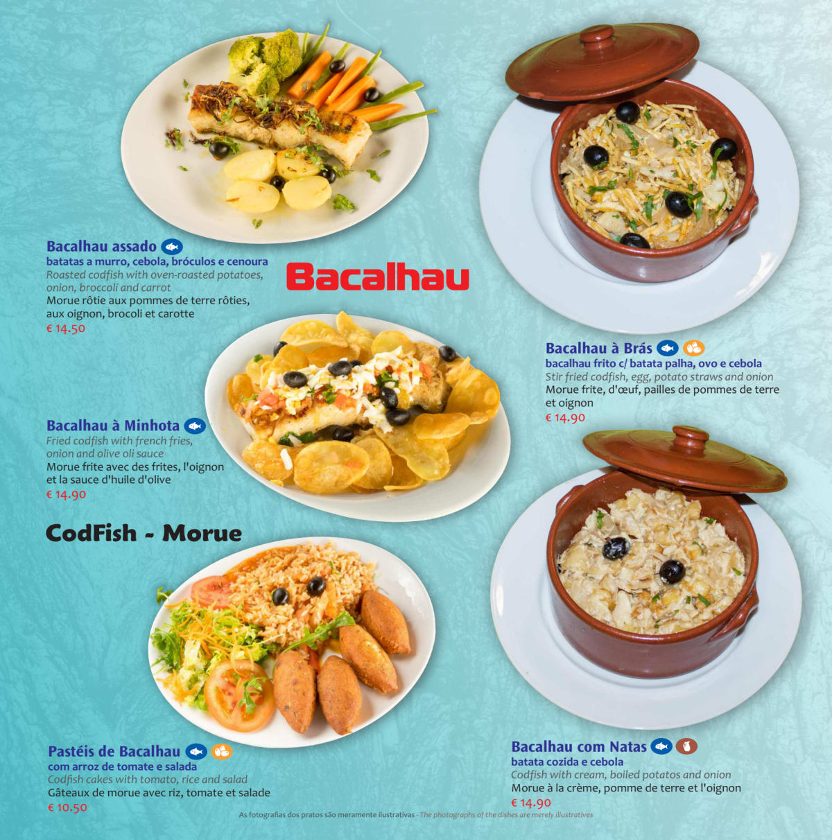 Cais de Belém menu