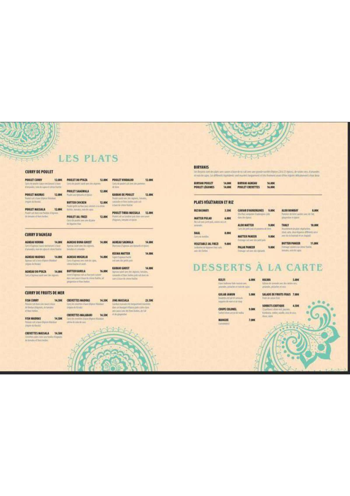 Menu 2024 SAI Restaurant Indien in Paris TheFork