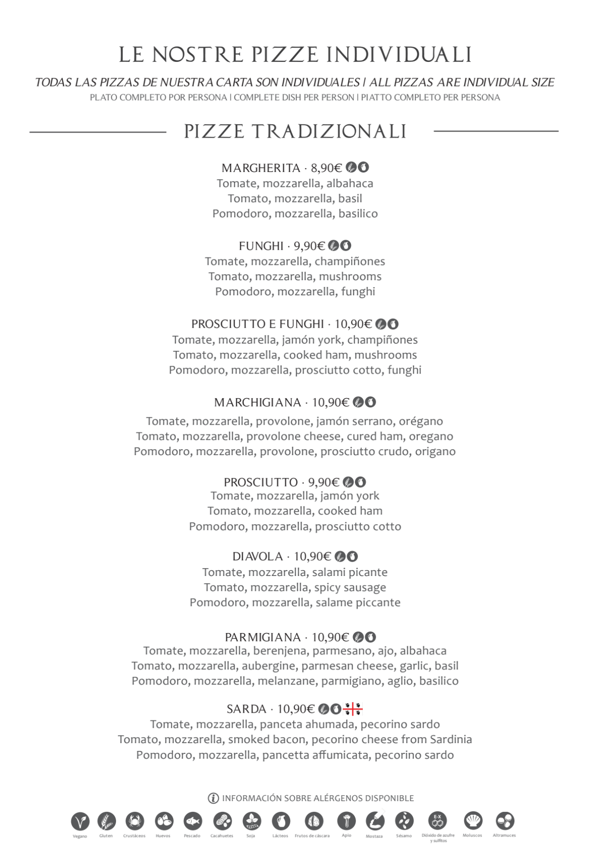 Fratelli d'Italia - Hortaleza menu