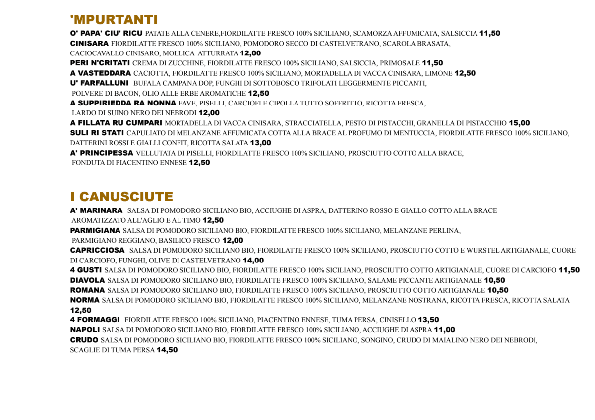 Carte et Menus 2023 Basilicò Pizza & Brace à Cinisi TheFork
