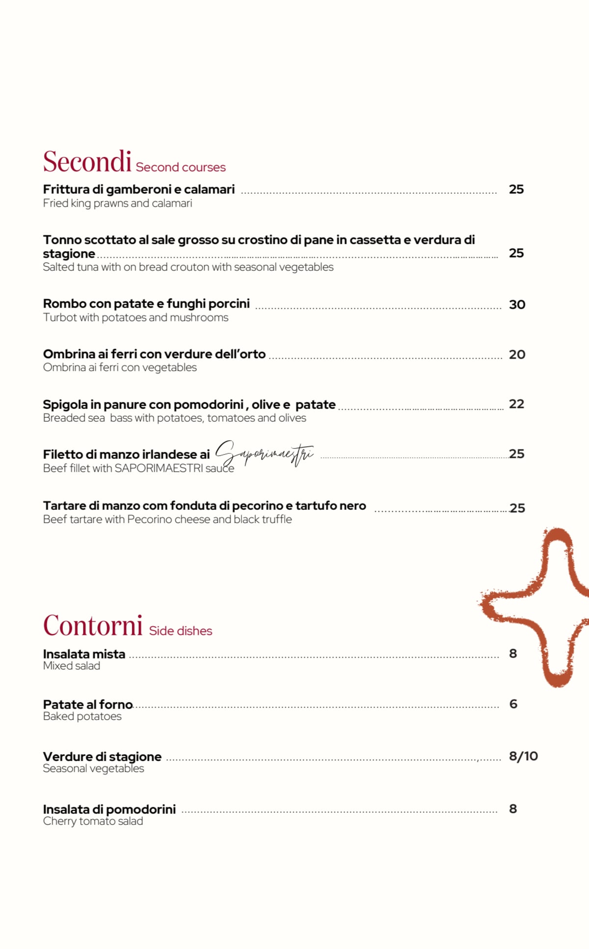 Saporimaestri menu