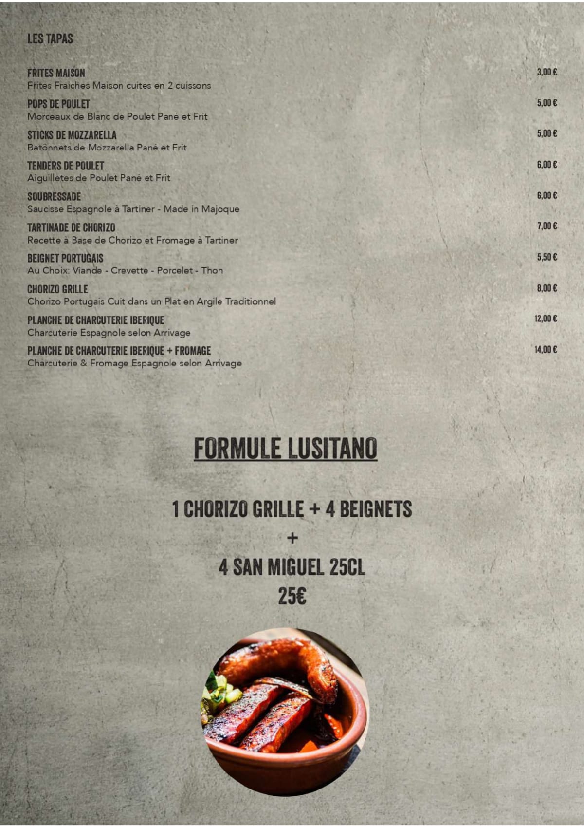 L'estrella sous Salève menu