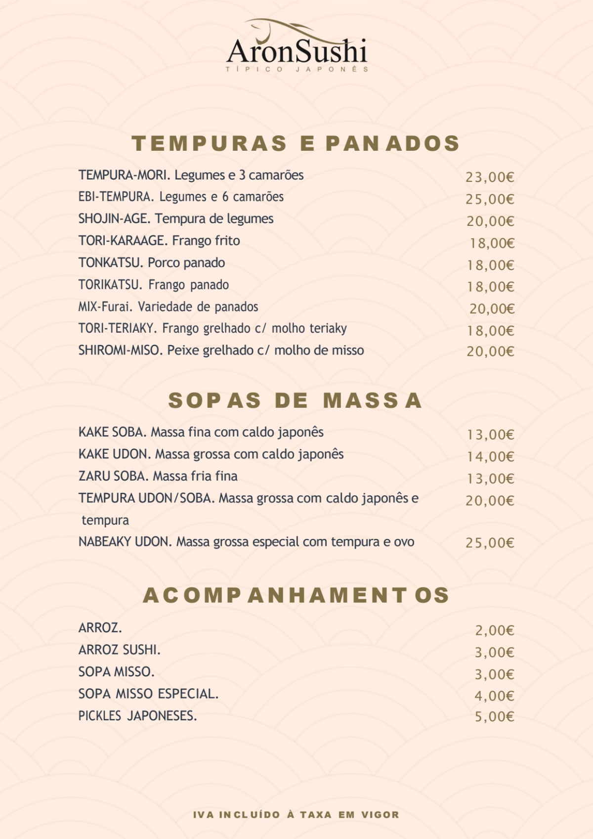 Aron Sushi - Estefânia menu